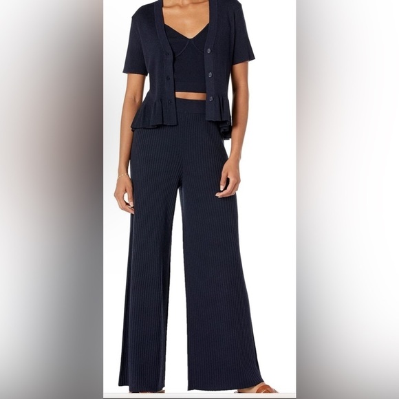 BAGATELLE Navy Blue Ribbed Knit Sweater Pants Size Medium - Picture 3 of 9